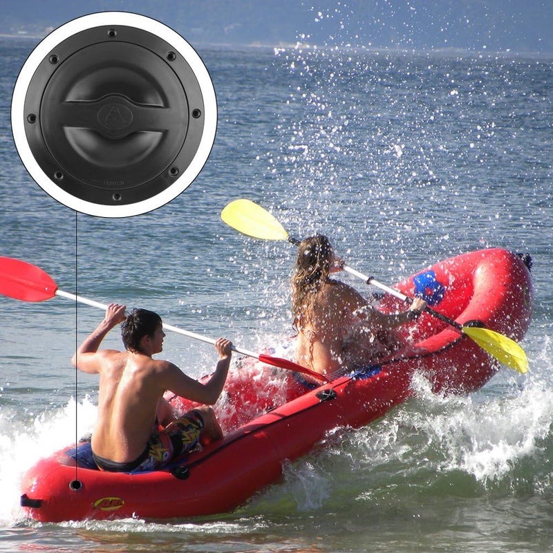 woobles Kayak Hatch Cover, Black Hatch Cover Deck Plate Kit with Storage Bag for Kayak Boat Marine - Image 2